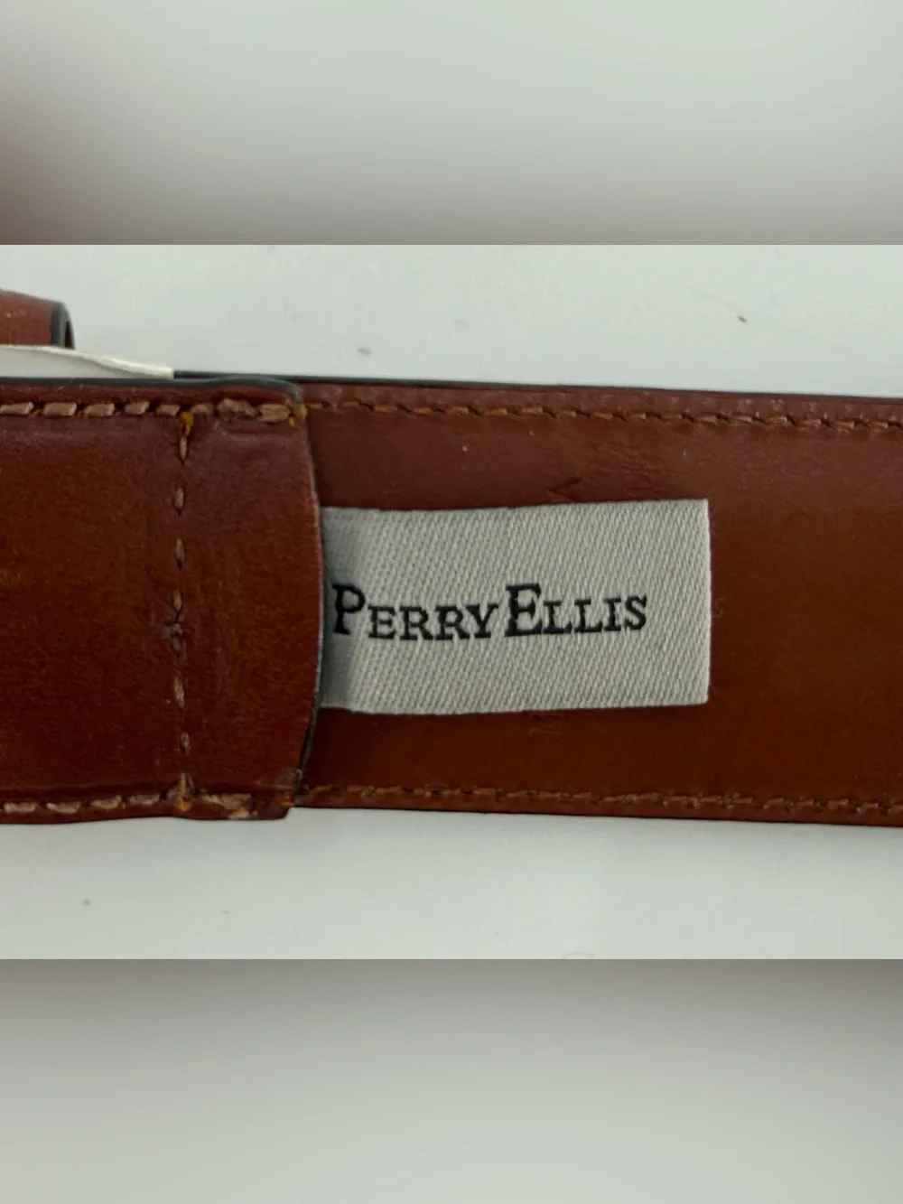 Perry Ellis Men’s Tan Brown Leather Belt 36